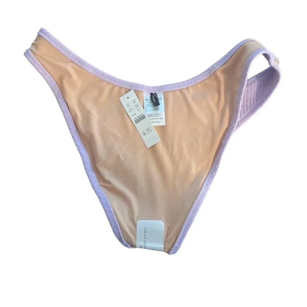 J.Crew‎ Textured High Leg Bikini Bottom Lavender Purple BC050 L